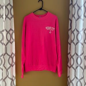 Hot Pink ocean City Maryland Woman’s Large soft Crew Neck